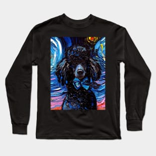 Standard Black Poodle Night (Portrait) Long Sleeve T-Shirt